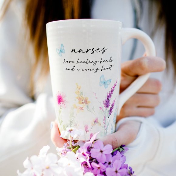 Coffee Mug, Latte Cup, Nurse - watercolor floral art by Amylee … - Picture 1 of 5
